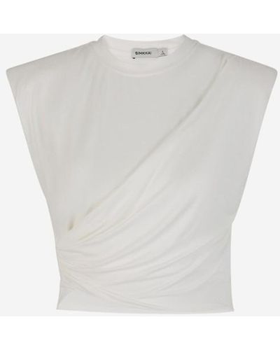 Jonathan Simkhai Shoulder Pads Draped Top - White