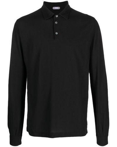 Zanone Long Sleeves Polo Clothing - Black