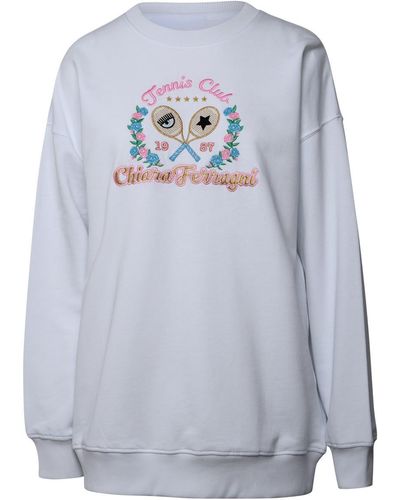 Chiara Ferragni White Cotton Sweatshirt - Gray
