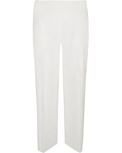 Via Masini 80 Straight Leg Linen Blend Trousers - White