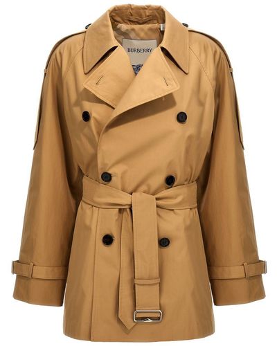 Burberry Double-Breasted Short Trench Coat - Natural
