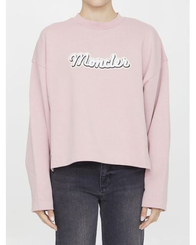 Moncler Cotton Sweatshirt With Logo - Pink