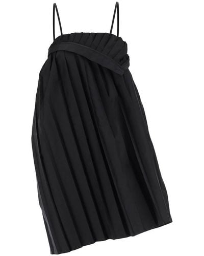 MM6 by Maison Martin Margiela Trompe L'oeil Pleated Mini Dress - Black