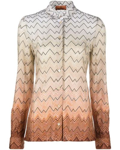 Missoni Zigzag-pattern Gradient-effect Shirt - Brown