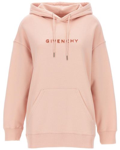 Givenchy Flocked Logo Hoodie Sweatshirt - Pink