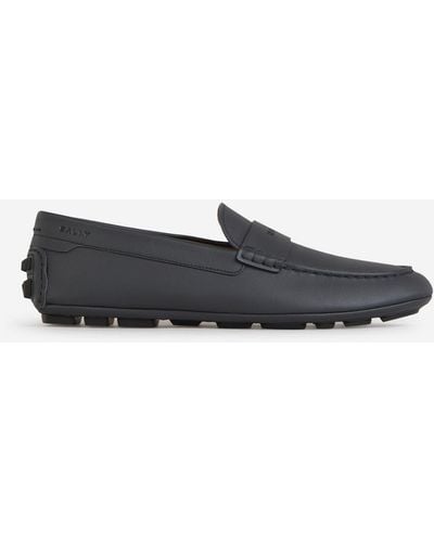 Bally Logo Leather Loafers - Gray