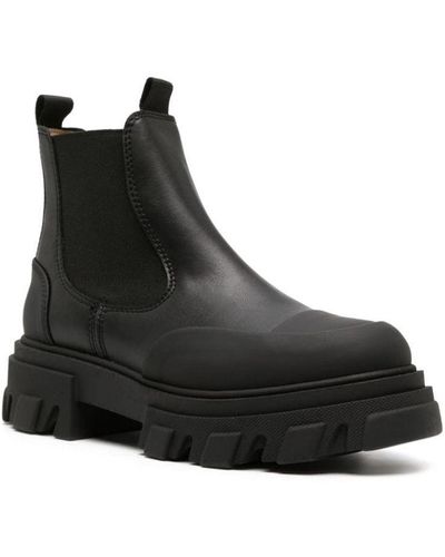 Ganni Chelsea Low Leather Boots - Black