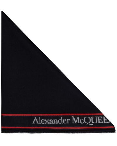 Alexander McQueen Wool And Silk Blend Scarf - Blue