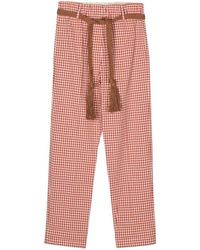Alysi Vichy Cropped Pants - Red