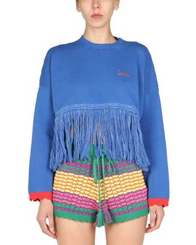 Gallo Logo Embroidery Sweater - Blue