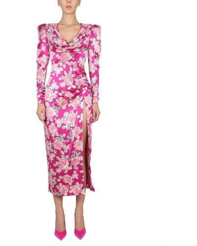 Alessandra Rich Dress In Satin - Pink