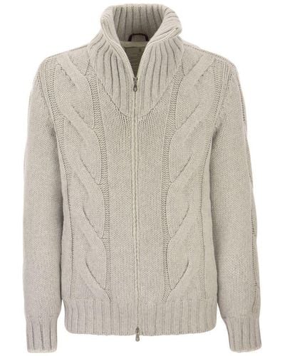 Brunello Cucinelli Cashmere Knit Outerwear With Down Filling - Natural