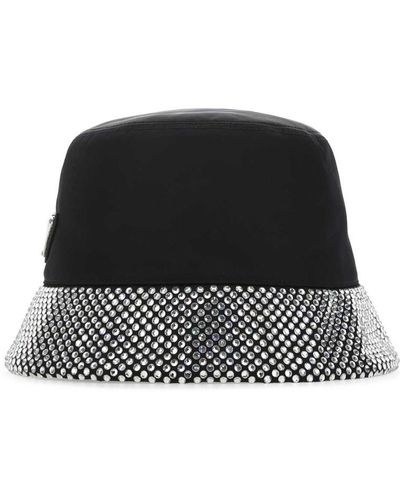 Prada Re-nylon Embellished Bucket Hat - Black