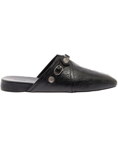 Balenciaga 'cagole' Black Mule Flat With Studs In Leather Man