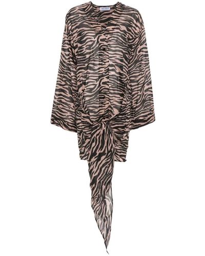 The Attico Zebra Print Mini Dress - Brown