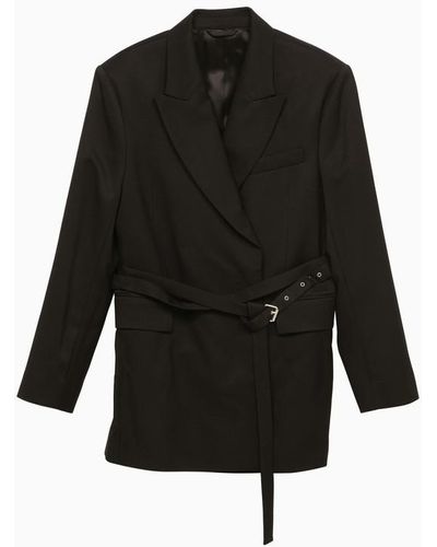 Acne Studios Wool-blend Jacket With Belt - Black