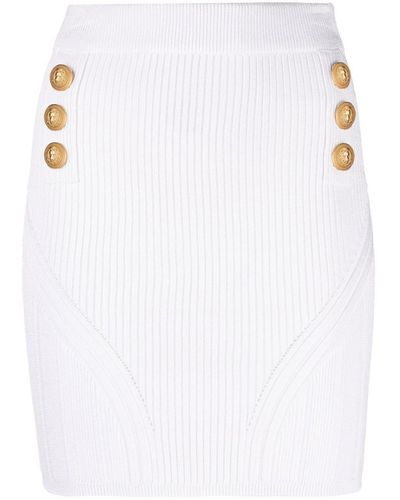 Balmain Ribbed-knit Mini Skirt - White