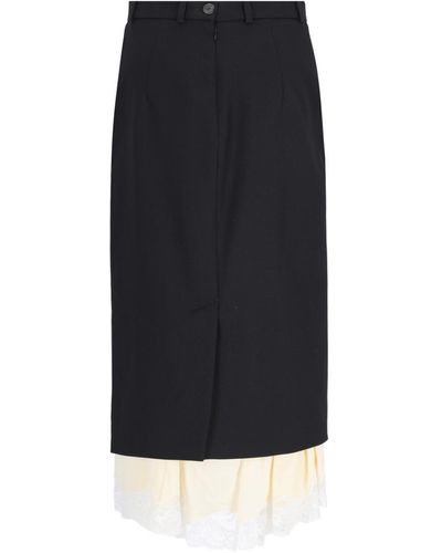 Balenciaga 'lingerie Tailored' Midi Skirt - Black