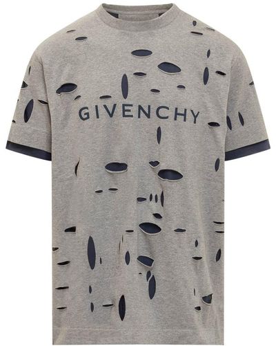 Givenchy Cotton Destroyed T shirt in Grey for Men Lyst Canada