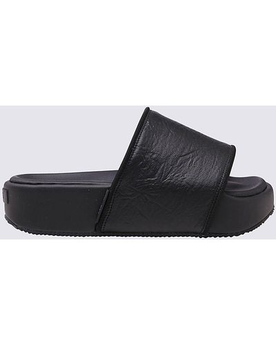 Y-3 Black Leather Slides