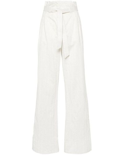 Max Mara Cotton And Silk Blend Pants - White