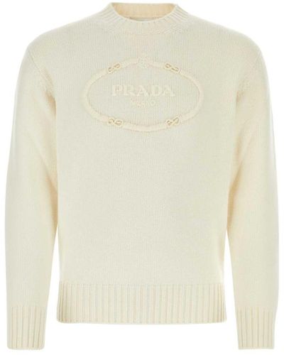 Prada Ivory Wool Blend Jumper - White