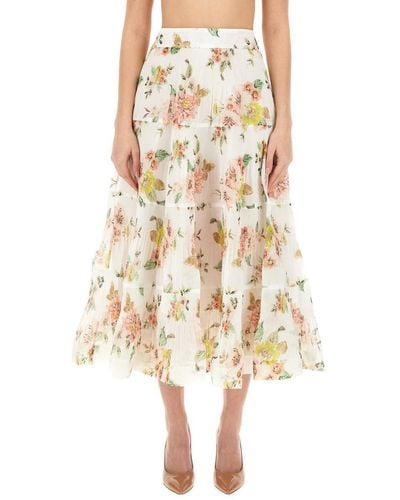 Zimmermann Skirt With Floral Pattern - Natural
