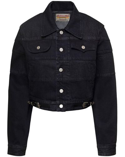 ANDERSSON BELL 'Mahina' Denim Patchwork Jacket With Heart-Shaped Detail - Blue