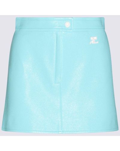 Courreges Turquoise Vynil Mini Skirt - Blue