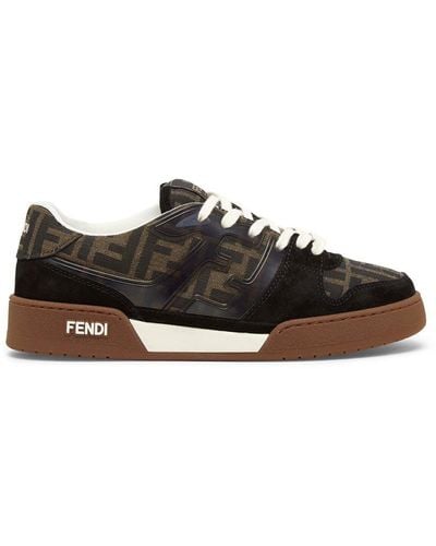 Fendi Match Suede & Jacquard Low-top Sneakers - Black