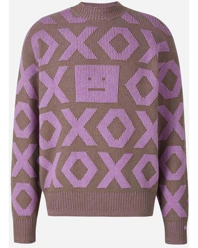 Acne Studios Knitted Graphic Sweater - Purple