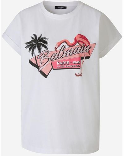 Balmain Flamenco Print T-Shirt - White