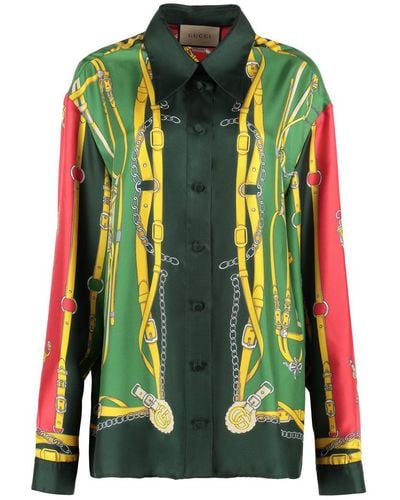Gucci Printed Silk Shirt - Green