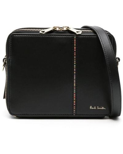 Paul Smith Signature Stripe Leather Crossbody Bag - Black