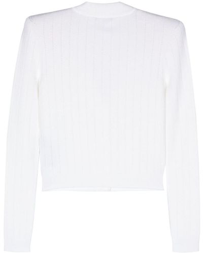 Balmain Buttoned Knit Crop Cardigan - White