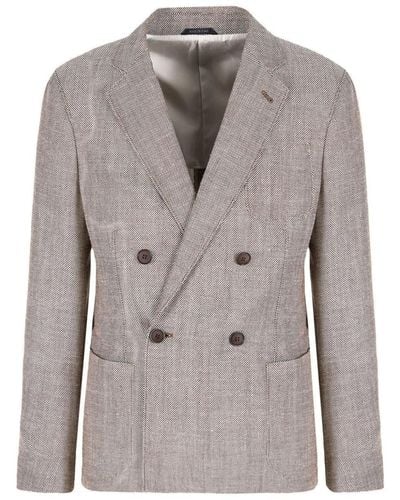 Giorgio Armani Upton Line Double-breasted Jacket Clothing - Gray