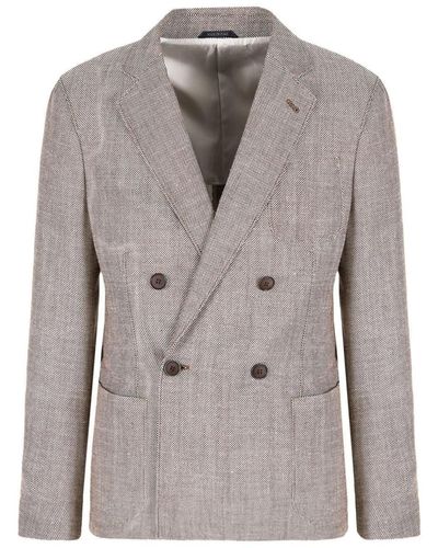 Giorgio Armani Upton Line Double-breasted Jacket Clothing - Grey