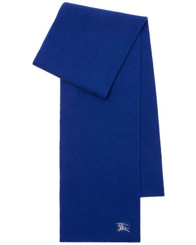Burberry Ekd-embroidered Cashmere Scarf - Blue