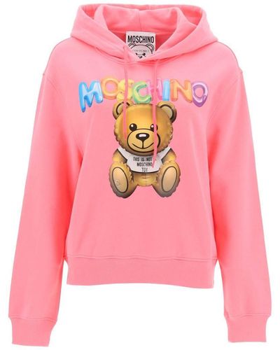 Moschino 'teddy Bear' Printed Hoodie - Pink