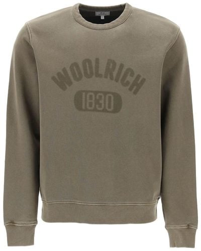 Woolrich "Round Neck Sweatshirt With Faded Logo - Green