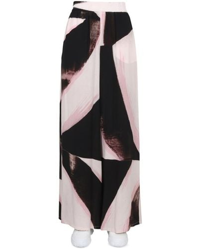 Alexander McQueen Brushstroke Silk Graphic Pants - Black
