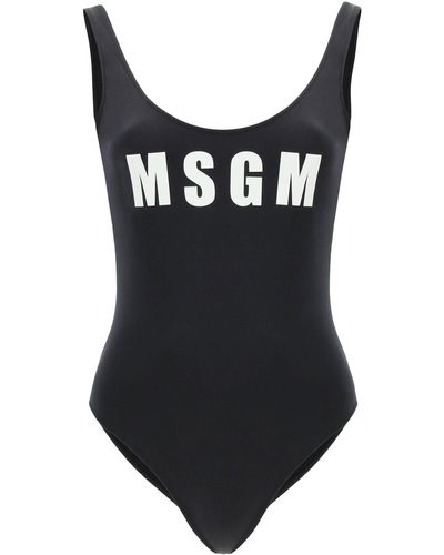 MSGM One-piece Swimsuit With Logo - Black