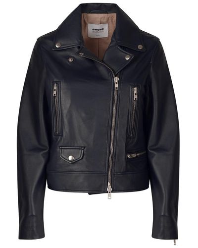 S.w.o.r.d 6.6.44 Leather Biker Jacket Clothing - Blue