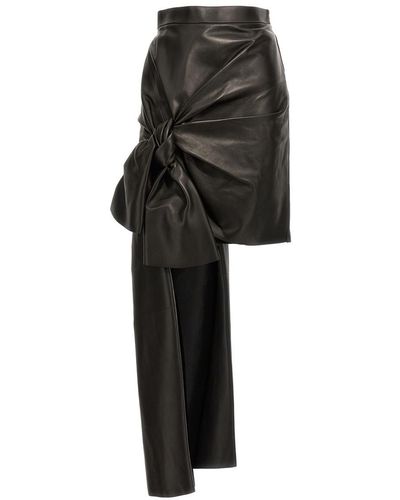 Alexander McQueen Maxi Bow Leather Skirt Skirts - Black