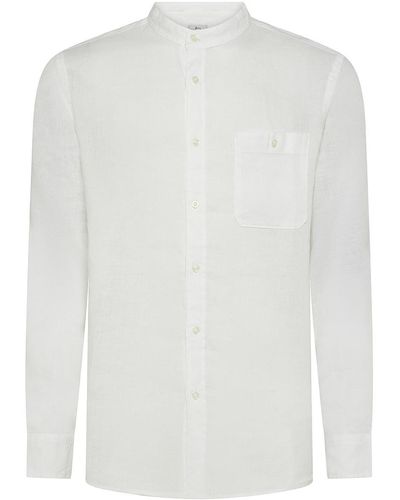 Woolrich Linen Shirt With Mandarin Collar - White