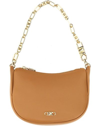 Michael Kors Logo Plaque Chained Small Shoulder Bag - Brown