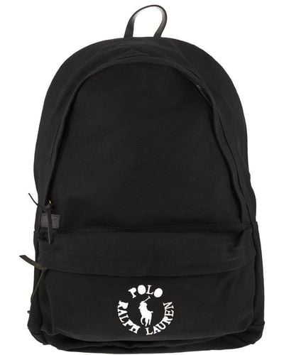Polo Ralph Lauren Canvas Backpack With Embroidered Logo - Black