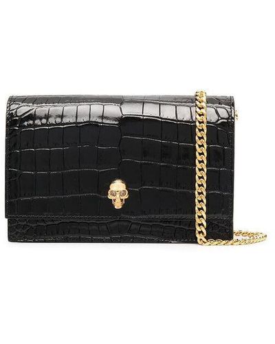 Alexander McQueen And Gold Small Skull Bag In Leather - Black