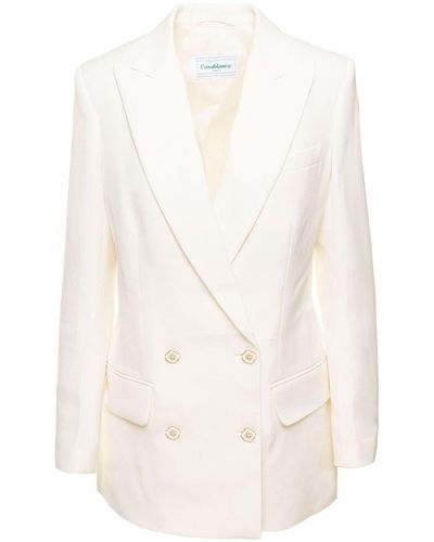 Casablancabrand Silk Blend Double Breasted Blazer - White