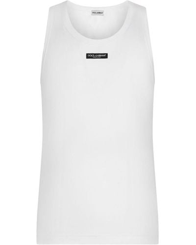 Dolce & Gabbana Logo-patch Tank Top - White